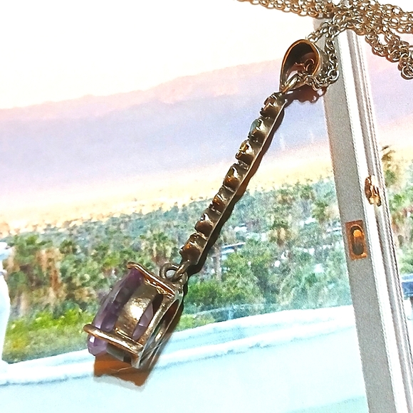 VTG Purple Topaz + More Gems Sterling Silver NECKLACE - Picture 5 of 8